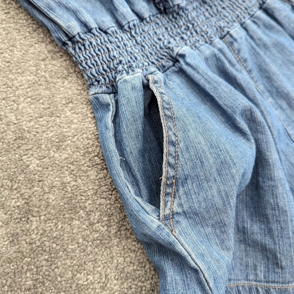BLUE Spice blue denim overalls romper shorts size Small - Picture 4 of 10
